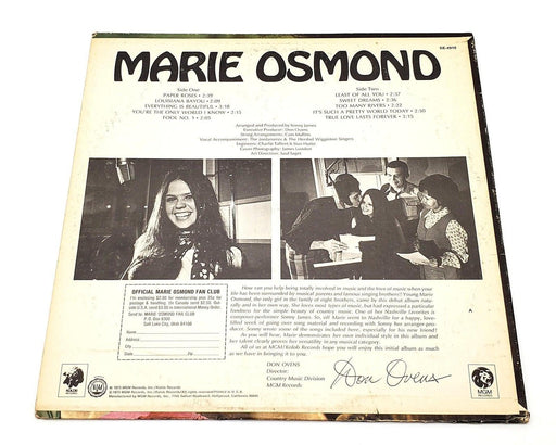 Marie Osmond Paper Roses 33 RPM LP Record MGM Records 1973 SE 4910 2