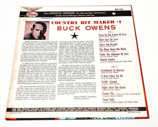 Buck Owens Country Hit Maker No. 1 33 RPM LP Record Starday 1964 SLP 324 2