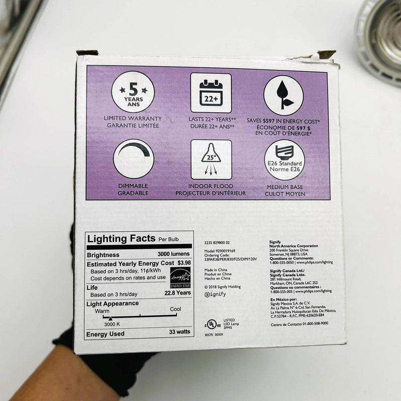 Philips 534610 Flood Light Bulb 33PAR38/PER/830/F25/DIM/120V LED/DEL E26 Base 5