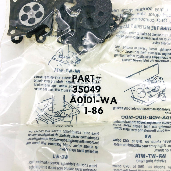 Walbro 35049 Carburetor Kit OEM NOS A0101-WA Sealed 5