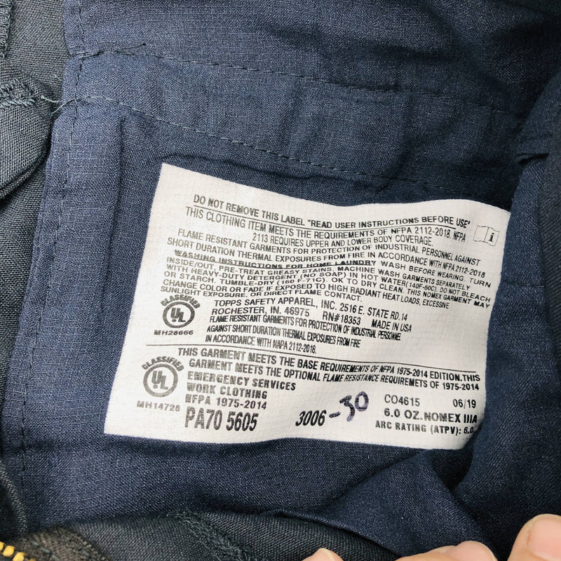 Topps PA705605 Trouser Flame Resistant 30x29 Nomex IIIA 4.5oz Navy Blue NWT 3