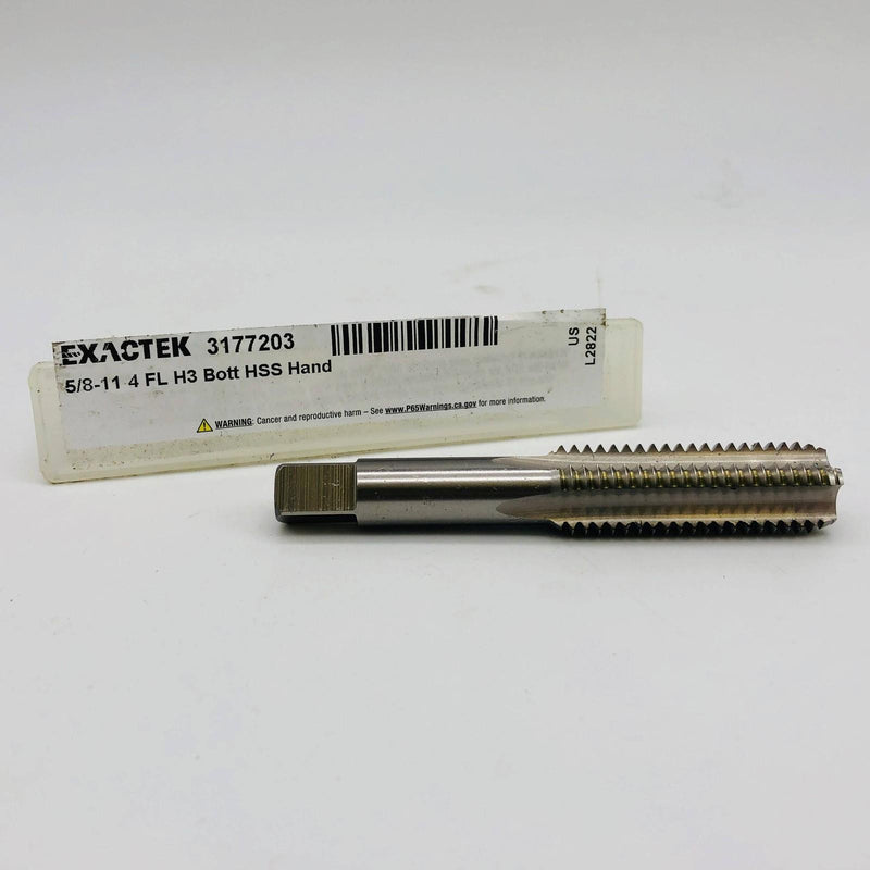 Exactek 3177203 Straight Flute Tap 5/8-11 4 Flute H3 BOTT HSS HAND 1