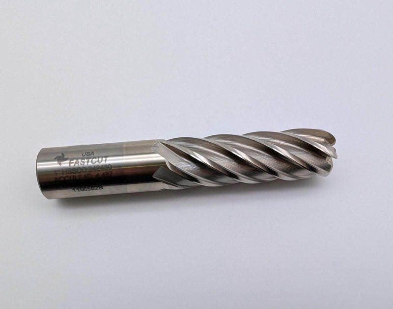 Fastcut 1" End Mill 6 Flute .250 RAD 3" LOC 5-1/2" OAL HSSCO 1156552B 1
