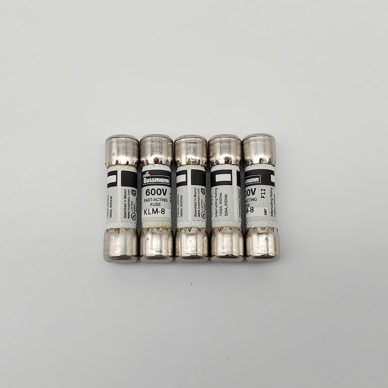 Bussmann KLM-8 Fuses 8A 600V Fast Acting Limitron Melamine Pack of 5 1