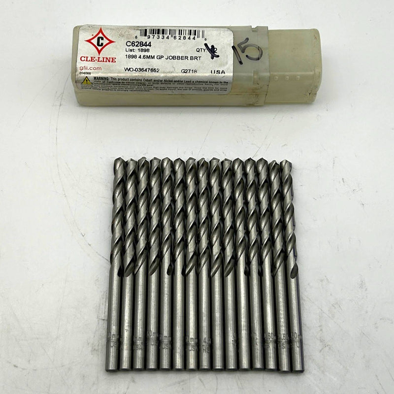 Cle-Line C62844 Jobber Length Drill Bit 1898 4.6mm HSS Bright Pack of 15
