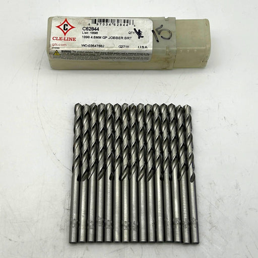 Cle-Line C62844 Jobber Length Drill Bit 1898 4.6mm HSS Bright Pack of 15 1