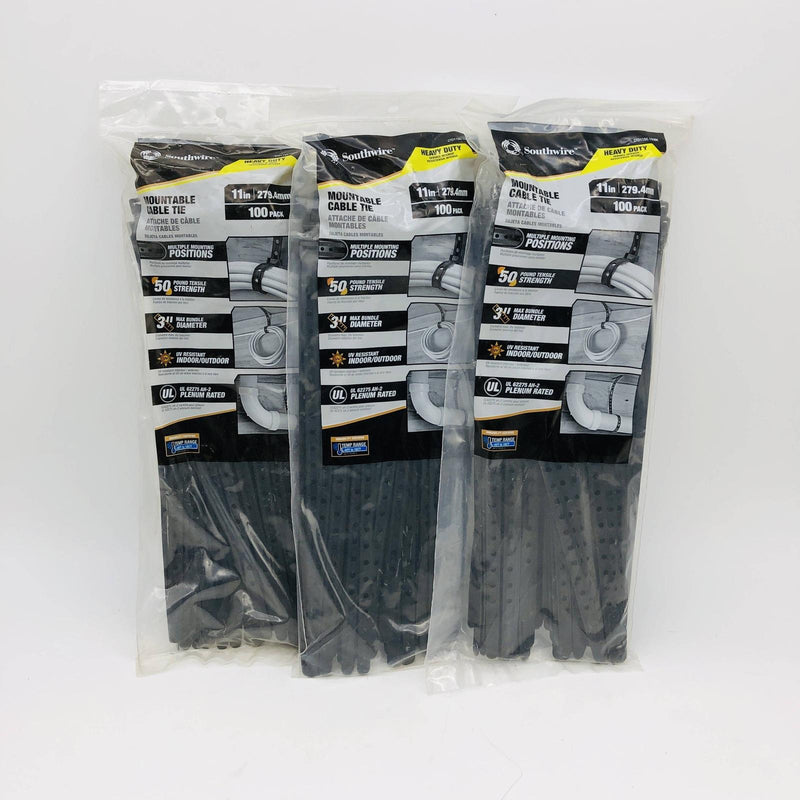 Southwire 58298340 Mountable Cable Tie 11" Lg 50lb 3" Max Dia UV Resistant 300pk 8