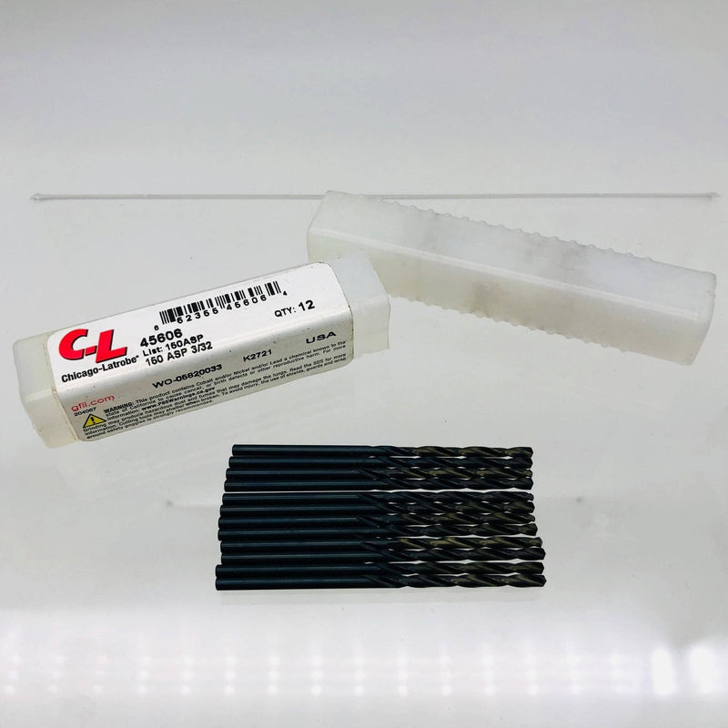 Chicago Latrobe 45606 Drill Bit 3/32 Jobber Length HSS 150ASP Black Oxide 12pk 1