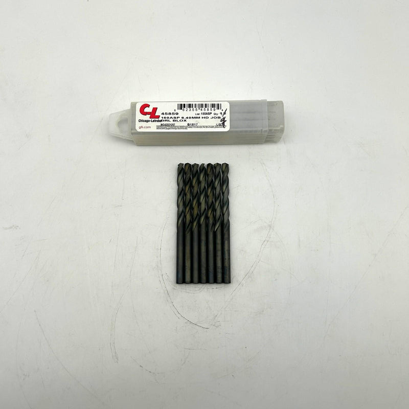 Chicago-Latrobe 45859 Jobber Length Drill Bit 150ASP 6.40mm Black Oxide 7pk 8