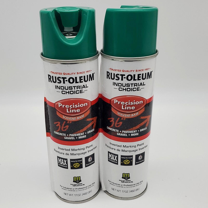 Rust-Oleum Precision Safety Inverted Marking Paint Green 17oz Can Pack of 2 1