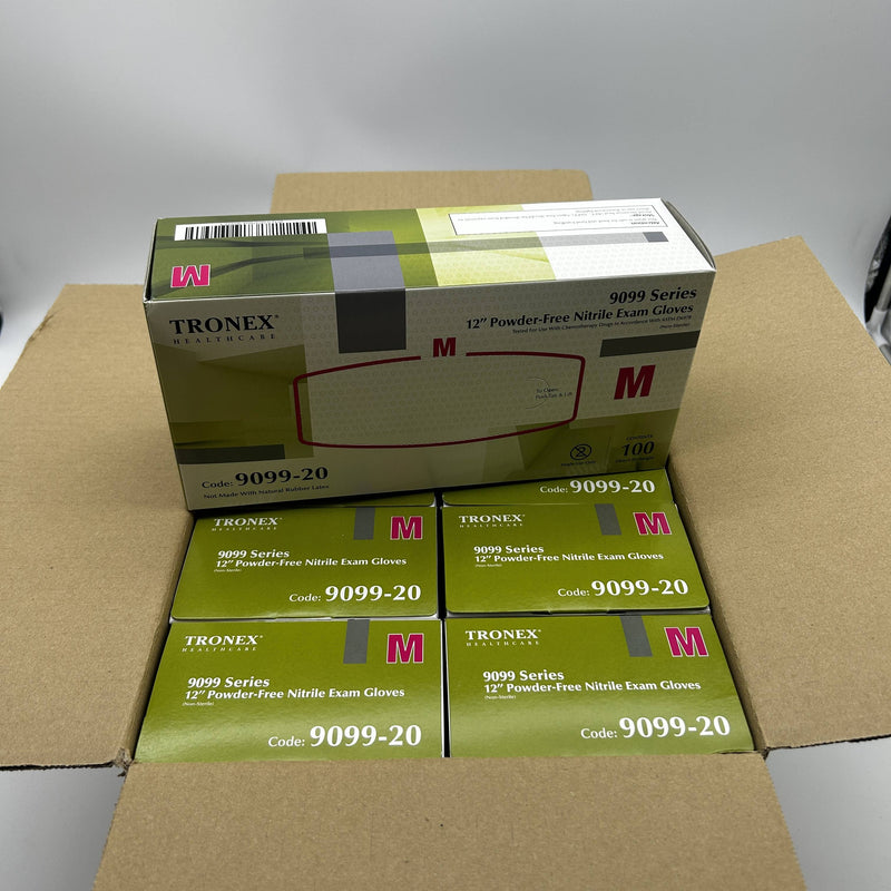 Tronex 9099-20 Disposable Gloves Medium Nitrile 12" Extended Cuff PF 1000/Case