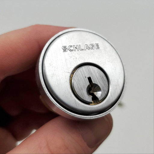 Schlage Mortise Lock Cylinder 30-001 E Keyway Satin Chrome 1-1/8" Length NOS 2