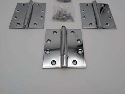 3x Hager 700 Door Hinges Full Mortise Polished Chrome 4-1/2" x 4" NRP w/ Screws 2
