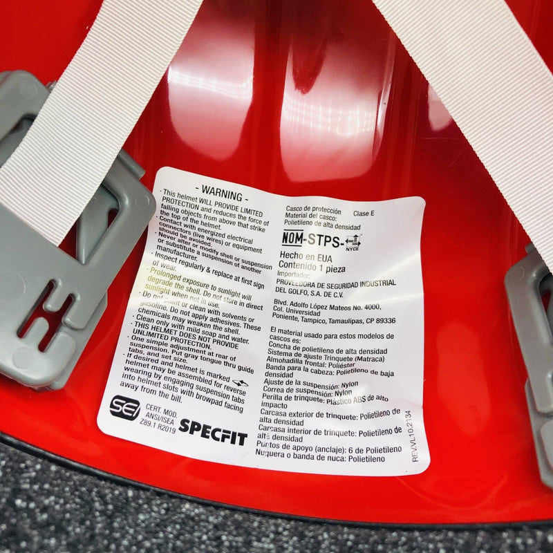 Specfit 8700 Hard Hat Cap Red Ratchet Suspension 6-1/2-8in Type 1 Class E LT 2pk 8