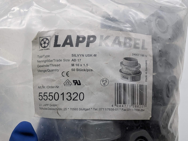 5x LAPP 55501320 Straight Conduit Fittings M16x1.5 Thread 43mm OAL 11mm Opening 6