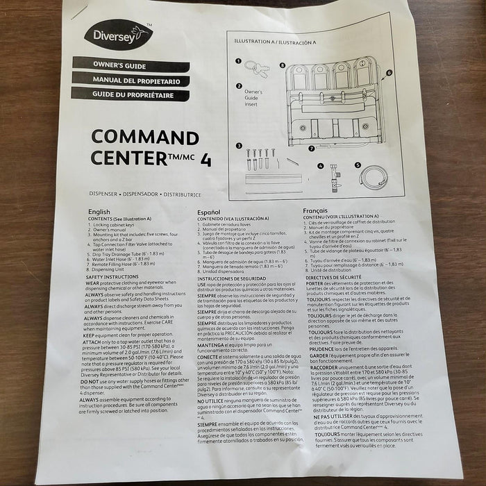 Diversey D5055748 Chemical Mixing Dispenser Wall Mount Command Center 4 11