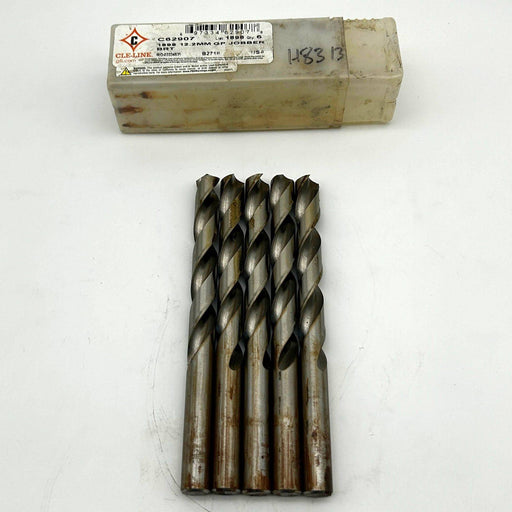 5pk Cle-Line C62907 Jobber Drill Bit 1898 12.2MM HSS Bright 2 Flutes 5XD Right 1