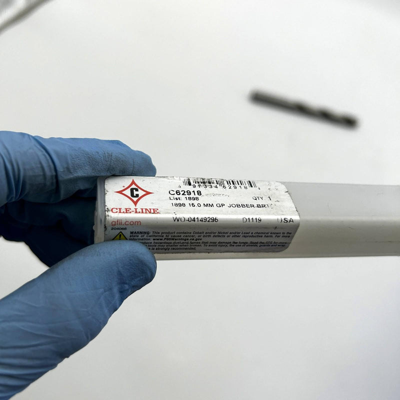 Cle-Line C62918 Jobber Length Drill Bit 1898 15mm 2 Flutes RH Bright HSS