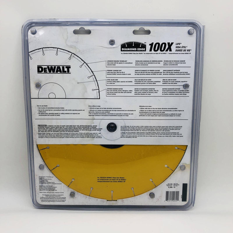 Dewalt DW8500 Circular Chop Saw Blade 14" w 1" Arbor Diamond Edge Metal Cutting 9