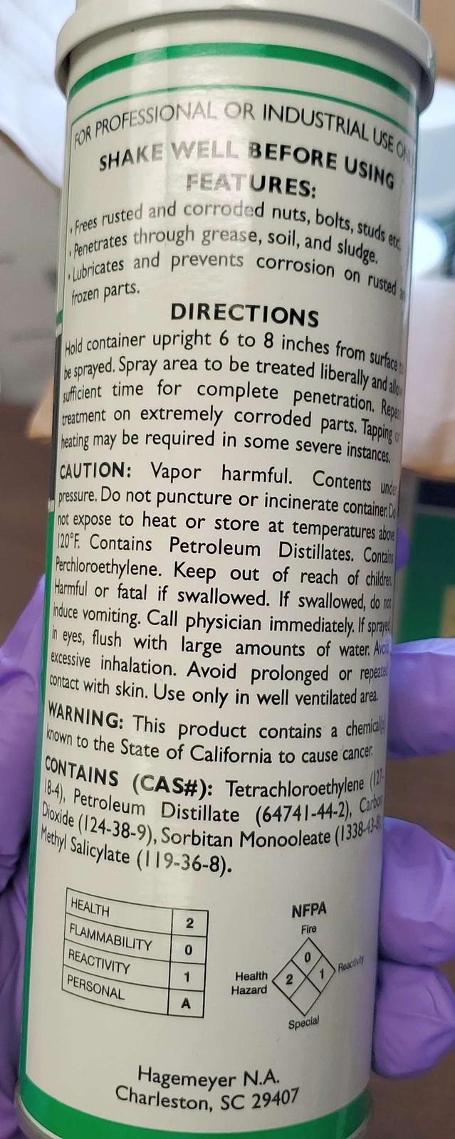 Penetrating Lubricant Non-Flammable 30,000V Dielectric 12 Cans 18OZ Aerosol Cans