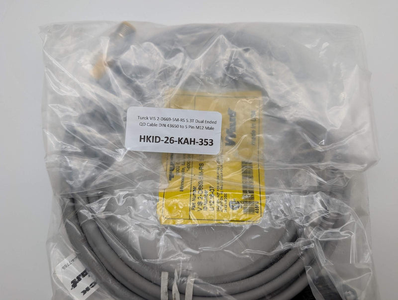 Turck VIS 2-D669-5M-RS 5.3T Dual Ended QD Cable DIN 43650 to 5 Pin M12 Male 6