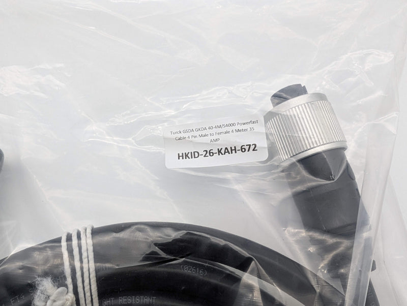 Turck GSDA GKDA 40-4M/S4000 Powerfast Cable 4 Pin Male to Female 4 Meter 35 AMP