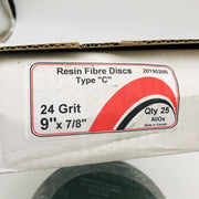Resin Fibre Discs Type C 9" x 7/8" 24 Grit AL/Ox Abrasives South 02678 25pk 2