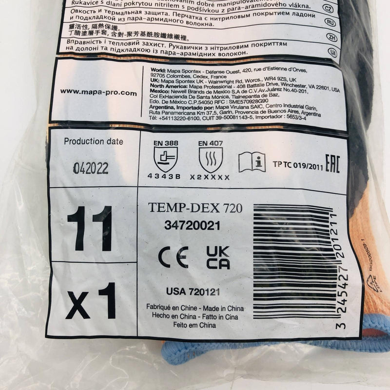 Mapa Temp-Dex 720 Work Glove Size 11 Nitrile Palm Thermal GL720-11 1 Pair 2