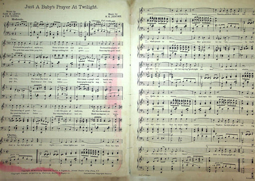 1918 Just A Baby's Prayer At Twilight Vintage Sheet Music Large M K Jerome 2