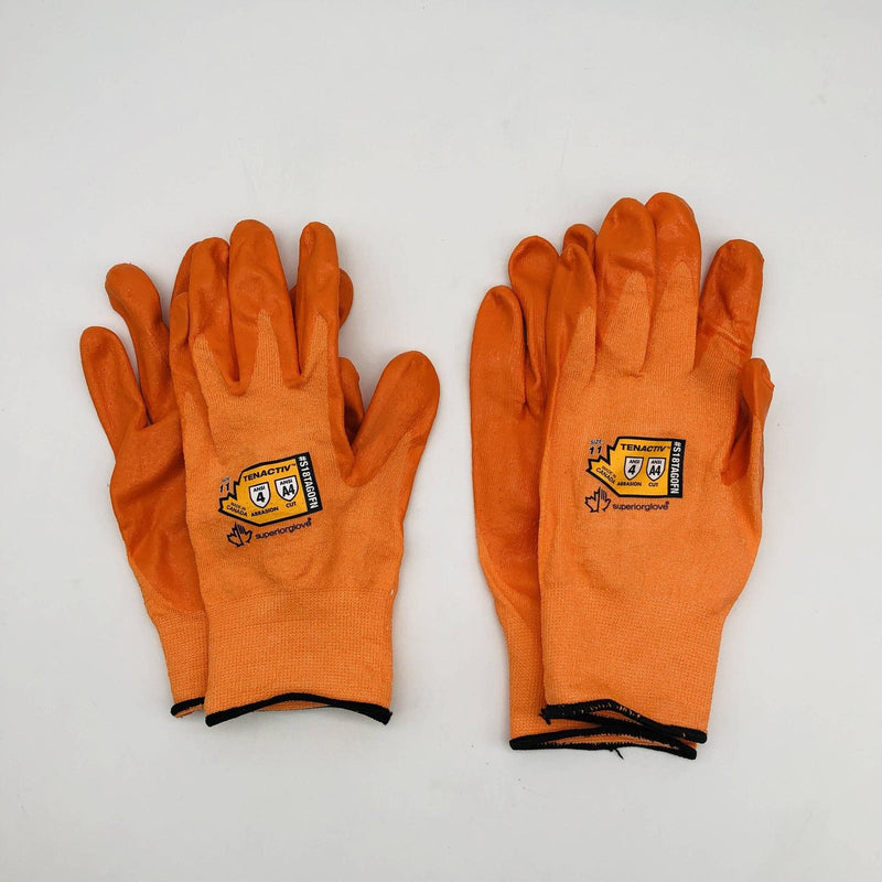 TenActiv S18TAGOFN Work Glove Sz 11 2XL Hi Vi Orange 18Ga Foam Nitrile 2 Pairs 8