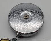 1960s Key-Bak Retractable Key Chain Leather Textured Metal USA Made NOS 2