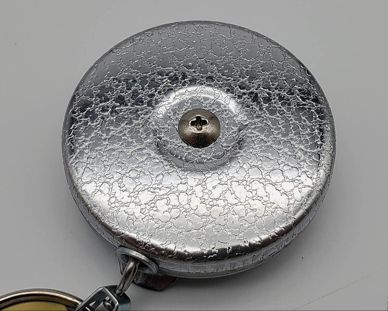 1960s Key-Bak Retractable Key Chain Leather Textured Metal USA Made NOS 2