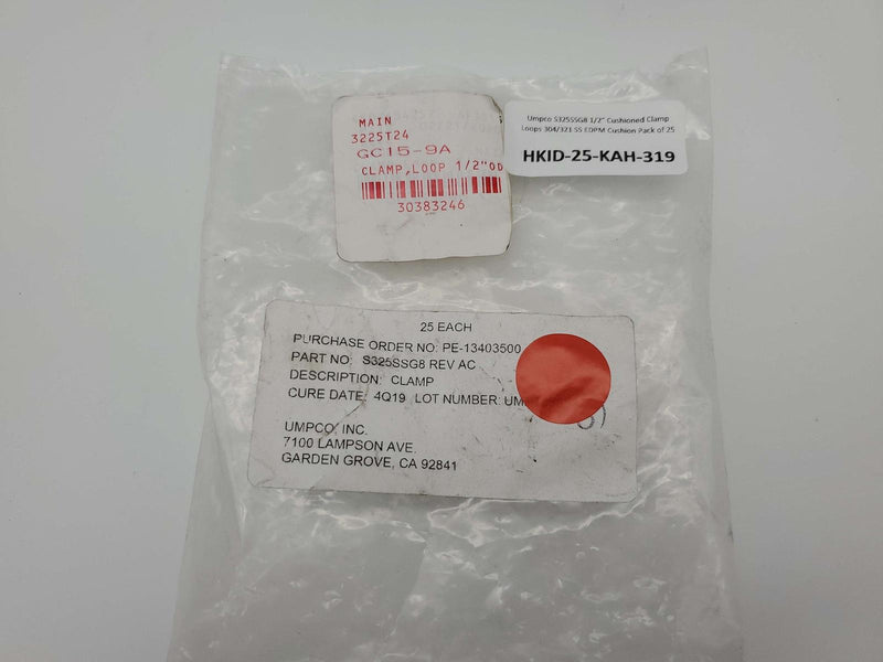 Umpco S325SSG8 1/2" Cushioned Clamp Loops 304/321 SS EDPM Cushion Pack of 25 4