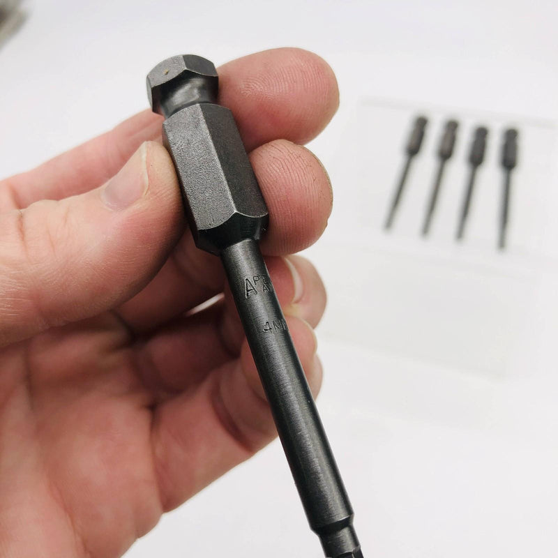 5pk Apex AN-4MM Socket Head Hex Power Drive Bit 7/16in Shank 4MM Metric 5