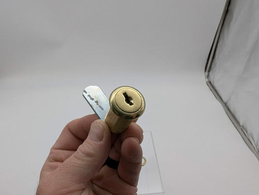 National C8055 Cam Lock 1-7/16" L 3/4" Dia Polished Brass Keyed Diff 2