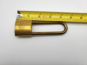 Wilson Bohannan Padlock WB Brass 3-1/8" L X 0.28" D Shackle 1-3/8" Body USA NOS 7