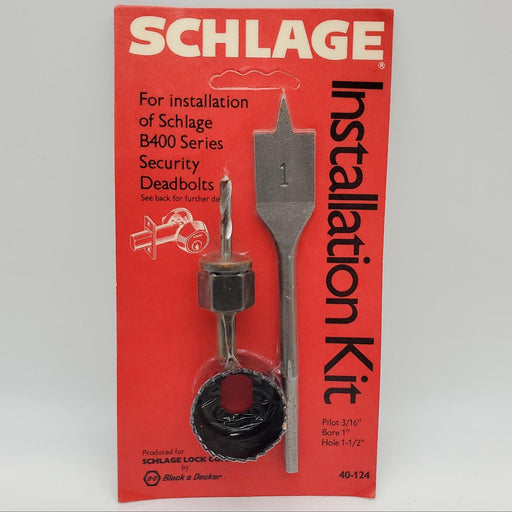 Schlage 40-124 Deadbolt Install Kit B400 Series 3/16" Pilot 1" Bore 1.5" Hole 1