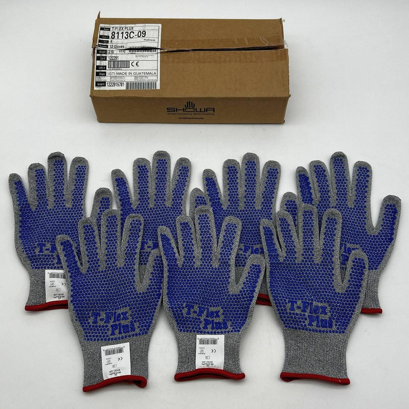Showa 8113C Cut Resistant Gloves Size 9 Large T-Flex Plus Dotted Ambi 7ct 1