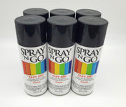 Spray 'N Go Gloss Black Enamel Spray Paint 12oz Fast Drying Pack of 6 Cans 1