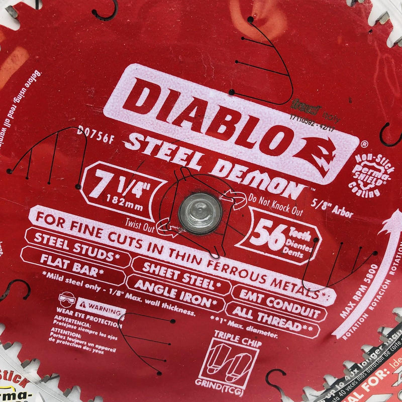 Diablo D0756F Circular Saw Blade 7-1/4" w/ 5/8" Arbor 56T Fine Cuts Thin Ferrous 3