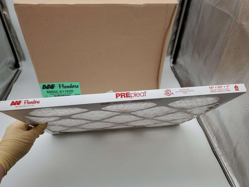 AAF Flanders 16x20x1 PREpleat Air Filters LPD Merv 8 80055.011620 Pack of 12 3