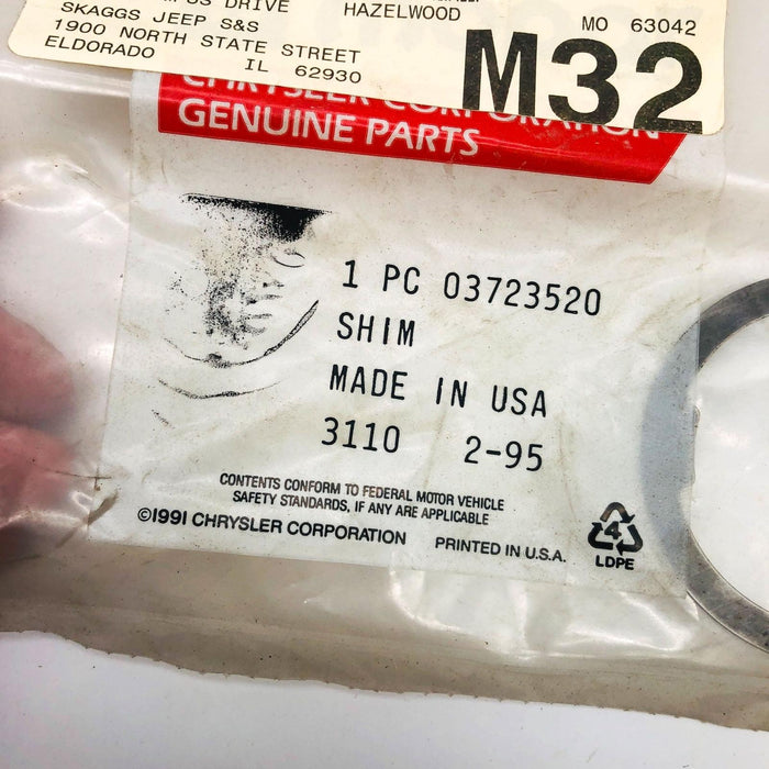 Mopar 3723520 Shim for Drive Pinion Bearing OEM New Old Stock NOS Sealed