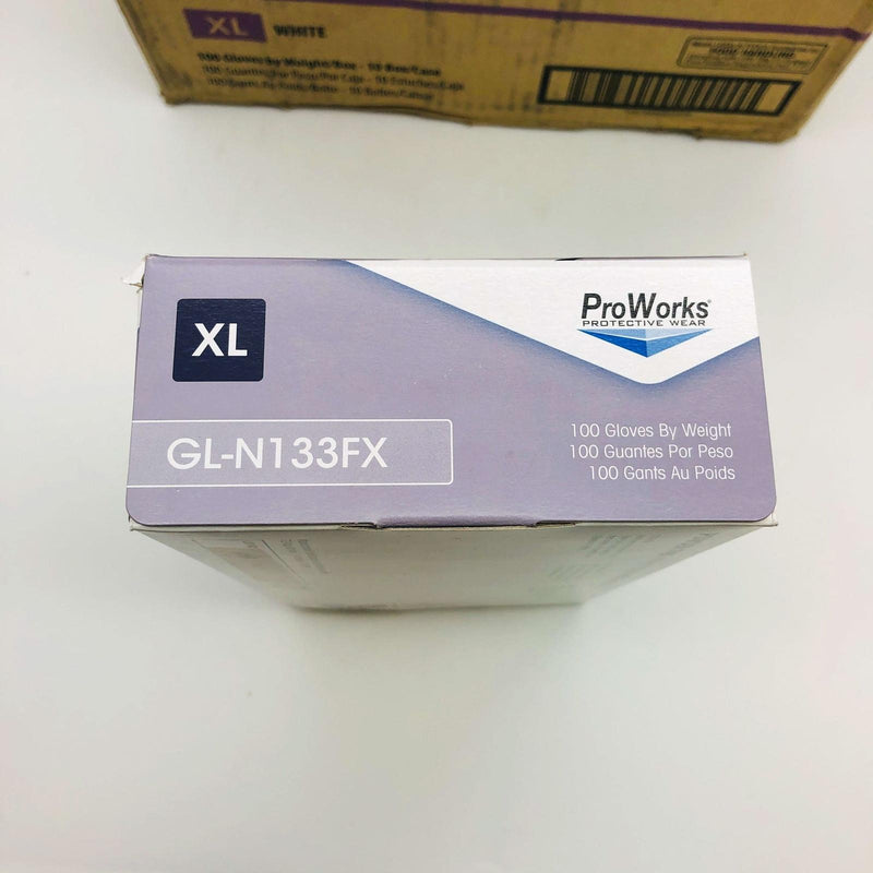 ProWorks Polar Nite GL-N133FX Nitrile Gloves XLG PF 4 Mil White Case 10/100 DMGD 5