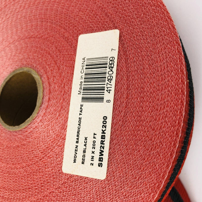 Presco SBW2RBK200 Woven Barricade Tape 2in x 200ft Red with Black Stripe 2 Rolls 2