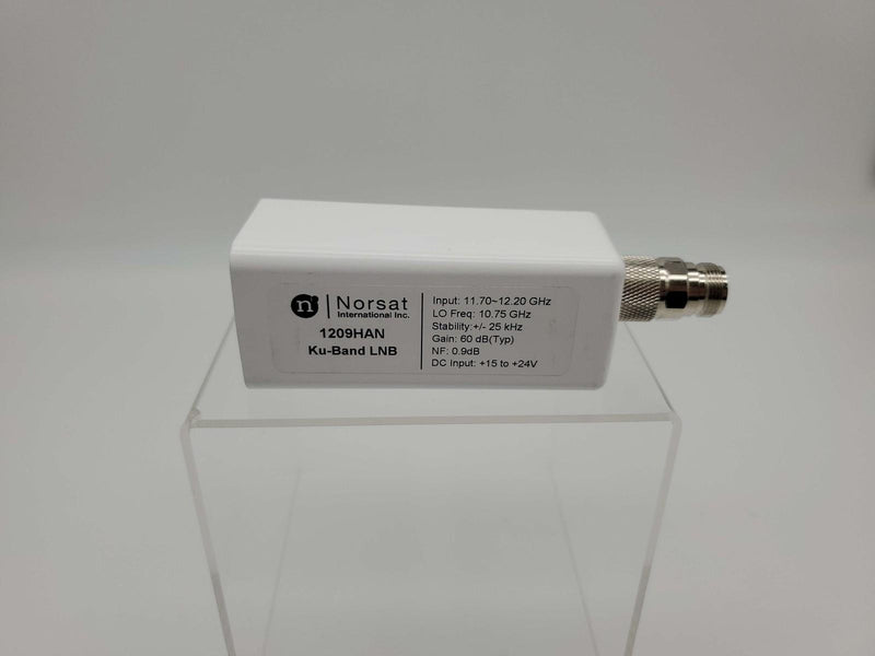 Norsat 1209HAN Ku-Band LNB 11.70- 12.20 Freq 0.9 dB NF +/- 25 kHz 50 Ohm Conn 2