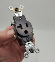 Leviton 5351 Single Receptacle Outlet 20A 125V 2 Pole 3 Wire Brown Industrial 1