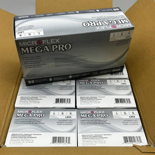 Microflex MegaPro L853 Disposable Glove Large PF Latex Blue 15mil 12in 500/Case 1