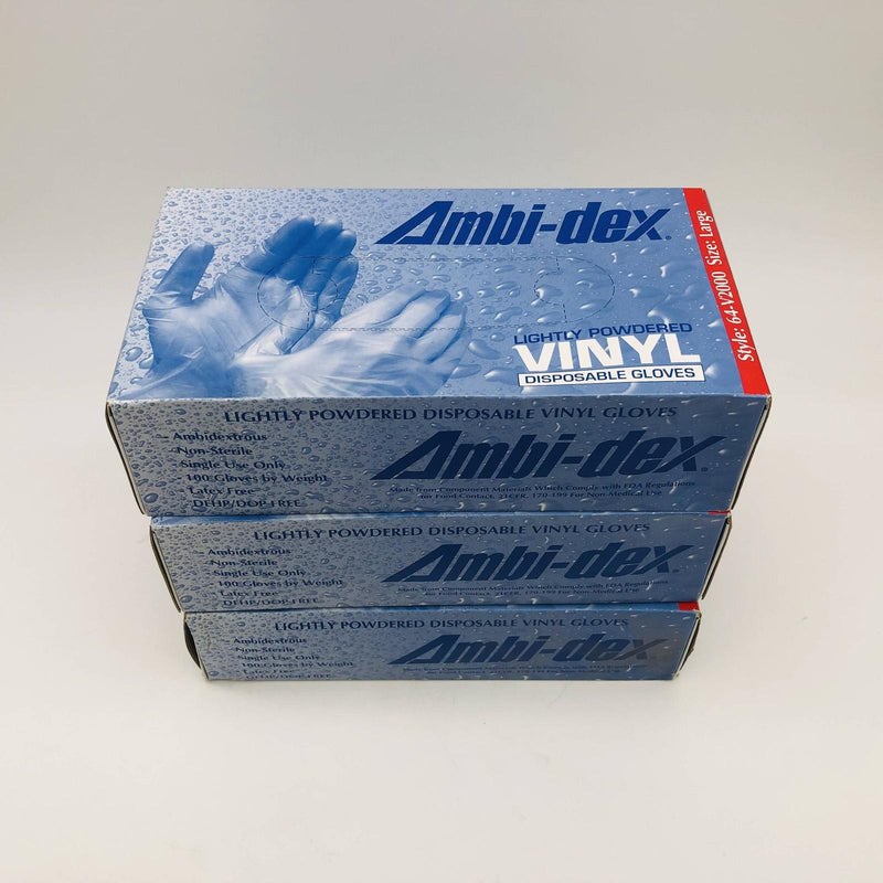 PIP 64-V2000 Disposable Vinyl Gloves Large Powdered Latex Free Ambi-Dex 3 Boxes 7
