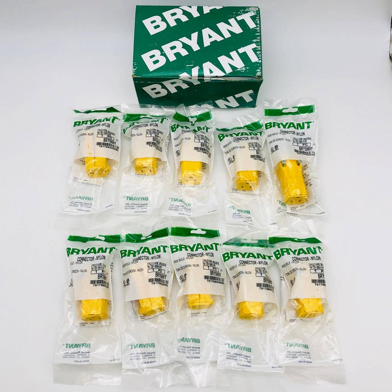 Bryant BRY5969Y Nylon Connector 15A 125V NFMA 5-15R 2 Pole 3 Wire Grounding 10pk 1
