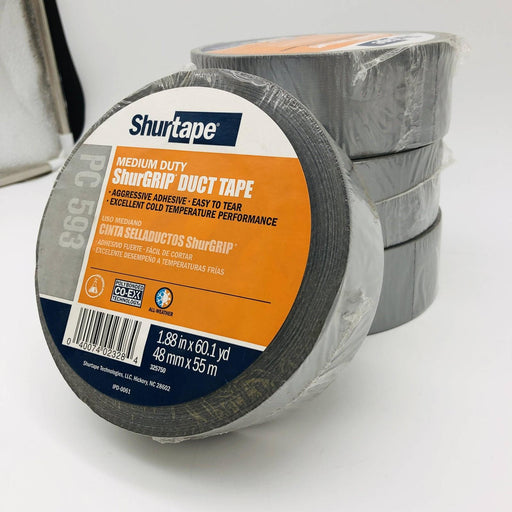 Shurtape 152303 Duct Tape PC593 Silver 48mm X 55m 8 Mil General Purpose 4 Rolls 1